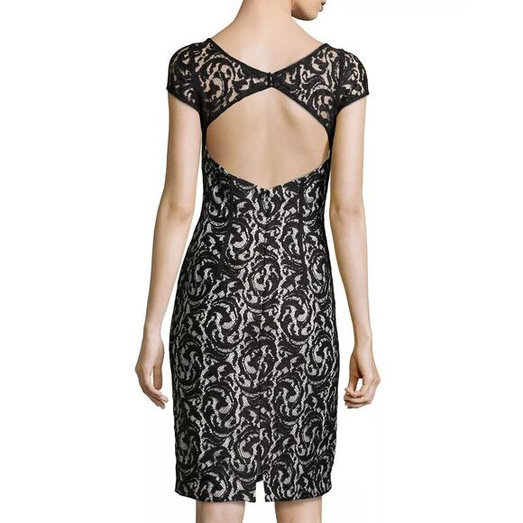 Monique Lhuillier Lace Sheath Dress Black / White Size 12 NWT - Picture 3 of 6